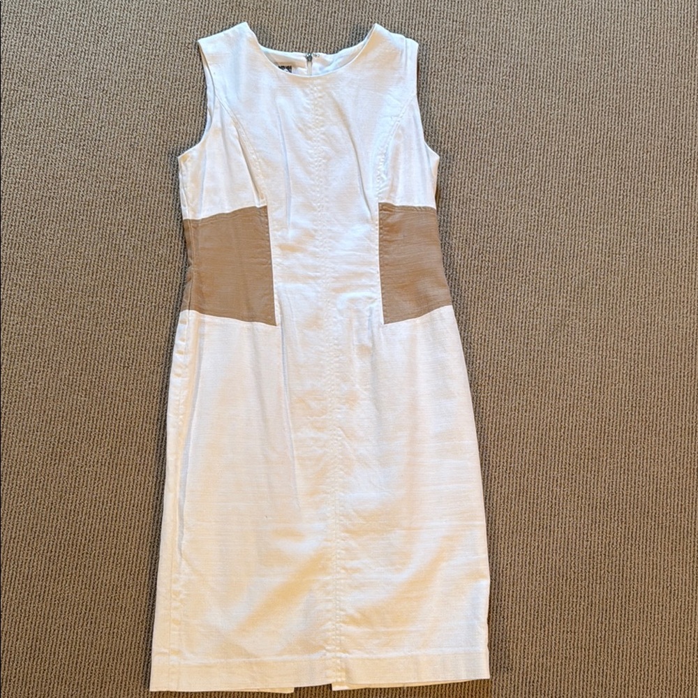 Elegant White and Tan Dress